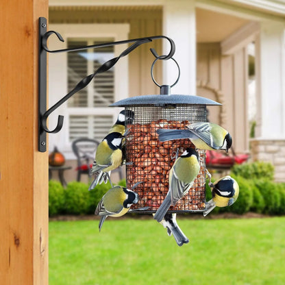 Hanging Plants Bracket 10" Outdoor Hanger Planter Hooks Flower Baskets Pot Wind Chimes Lanterns Hanger,Bird Feeder Patio Garden for Wall Fence Screw Mount Arm Metal Black