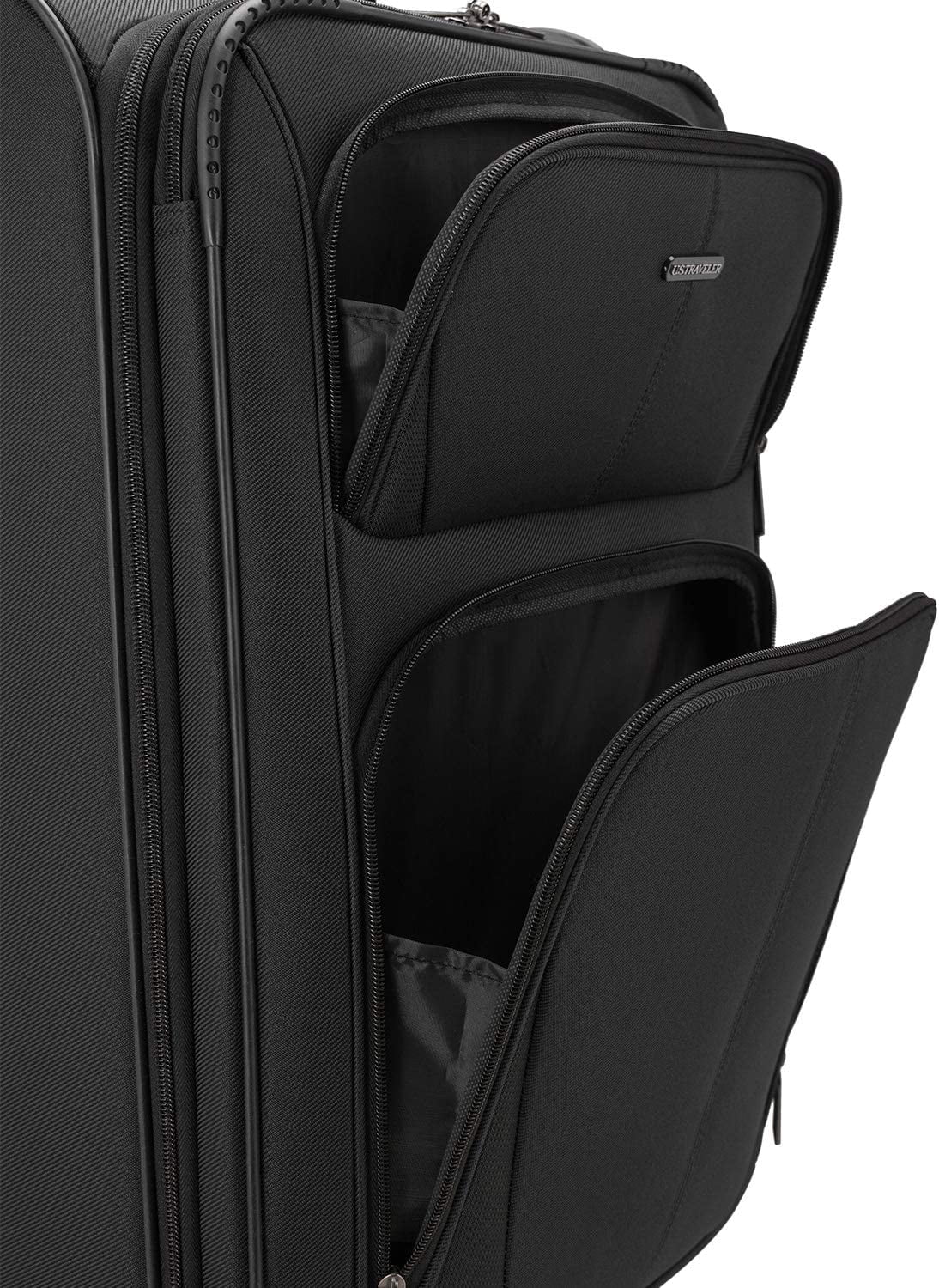 U.S. Traveler Aviron Bay Expandable Softside Luggage with Spinner Wheels, Black, 22" Carry-on