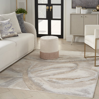Inspire Me! Home Decor Brushstrokes Abstract Beige/Grey 5'3" x 7'3" Area Rug (5x7)