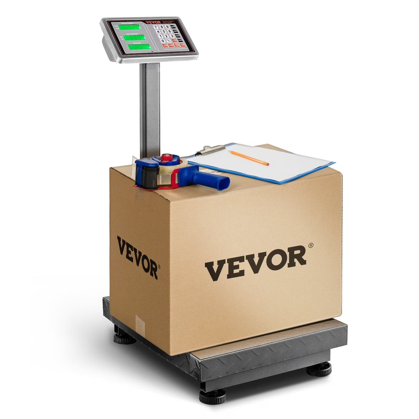 Digital Platform Scale - 660 lbs Capacity, 0.1 lbs Precision, Stainless Steel Display with LB/KG, Tare & Price Calculation, Heavy-Duty Shipping Scale for Boxes, Luggage, FCC Certified