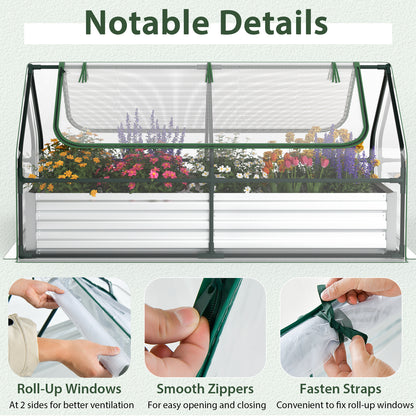 Topbuy 6FT x 3FT x 3FT Galvanized Raised Garden Bed with Greenhouse Bottomless Flower Bed with Clear Cover Outdoor Planter Box Kit