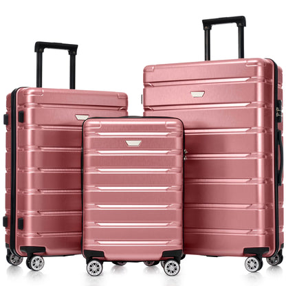 EUROCO 3 Piece Luggage Sets, ABS+PC Hardshell Suitcase with Spinner Wheels,Lightweight Durable Travel Suitcase Set for Men Women,Fog Gray