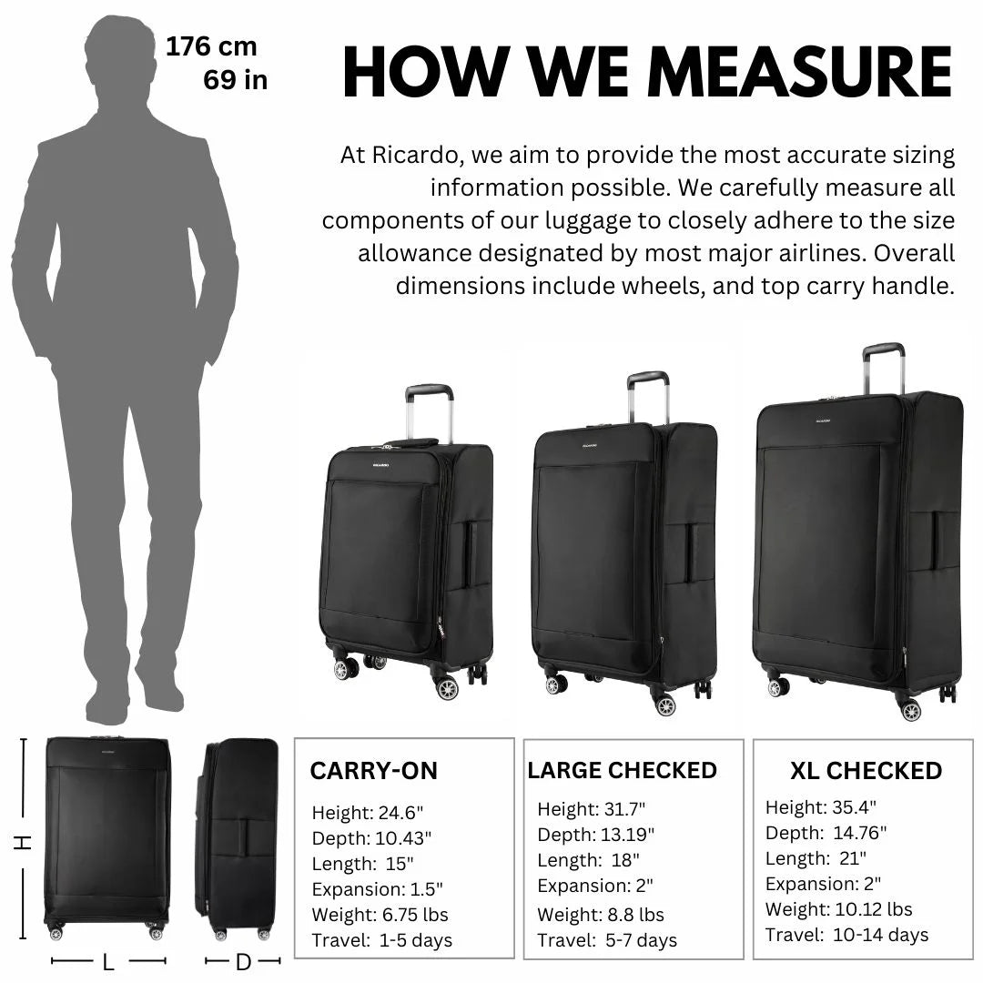 Ricardo Beverly Hills Solvang 2.0 Softside 32" Expandable Checked Spinner Luggage, Adult, Black