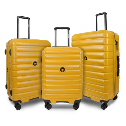 3 Piece Hardshell Luggage Set Expandable Hardside Suitcase with Spinner Wheels and TSA Lock, Lightweight Carry on and Checked Luggage 20" 25" 29", Yellow, LA13601