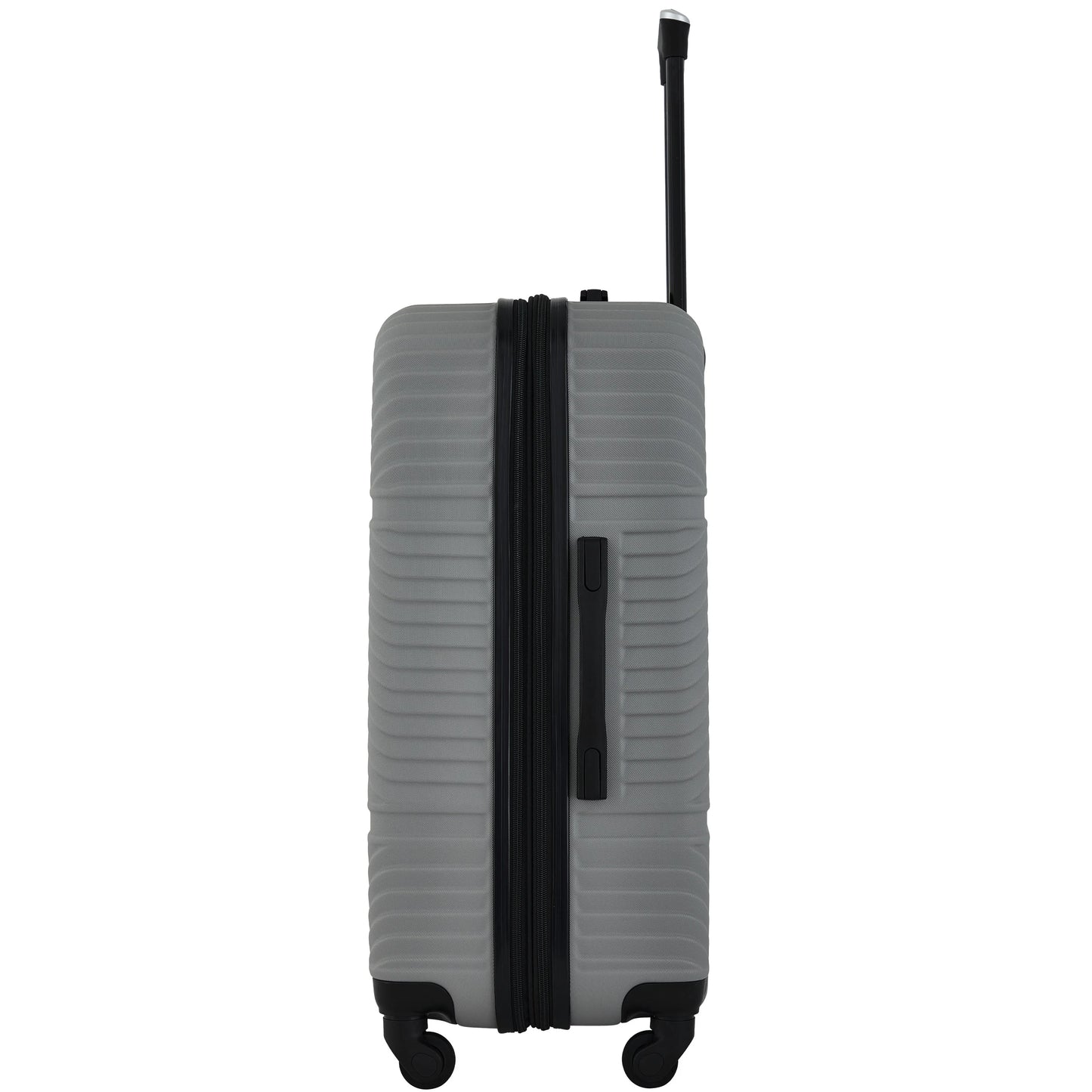 Wrangler 4 Piece Expandable Hardside Spinner Luggage Set with Packing Cubes, Sharkskin Grey