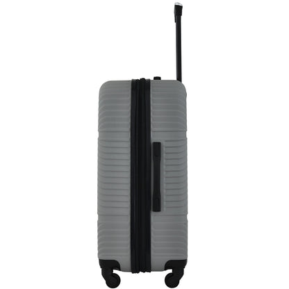 Wrangler 4 Piece Expandable Hardside Spinner Luggage Set with Packing Cubes, Sharkskin Grey