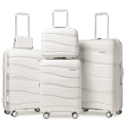 Melalenia Luggage Set , Expandable Carry-on Suitcase with Spinner Wheels Hardside 5PCS Set with TSA Lock