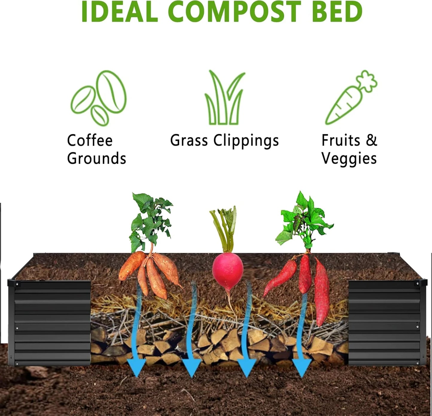 2PCS 12x4x1FT Galvanized Raised Garden Bed,Raised Graden Bed Kit-Square Metal Garden Bed,Large Planter Raised Bed Outdoor,Garden Box for Vegetables,Flower,Herb-Sliver(One Box of Two Pieces)