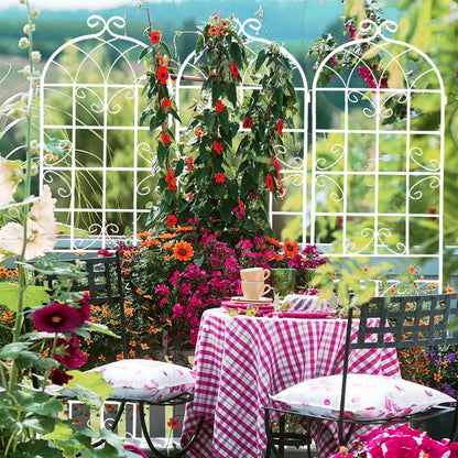 Miniyam 86.7" x 19.7" Metal Garden Trellis, 2 Packs Rustproof Trellis for Climbing Plants, Flower Support, Green