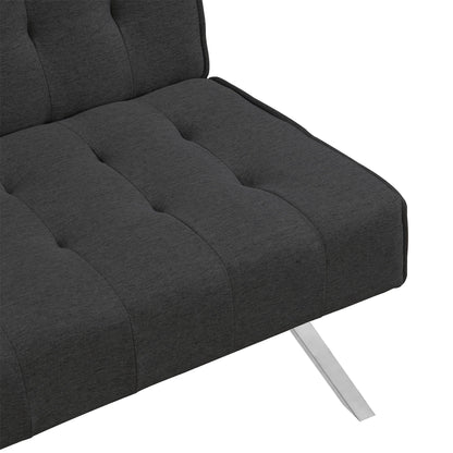 Aukfa Linen Futon Convertible Sofa for Home Office, Split Back, Space Save, Black