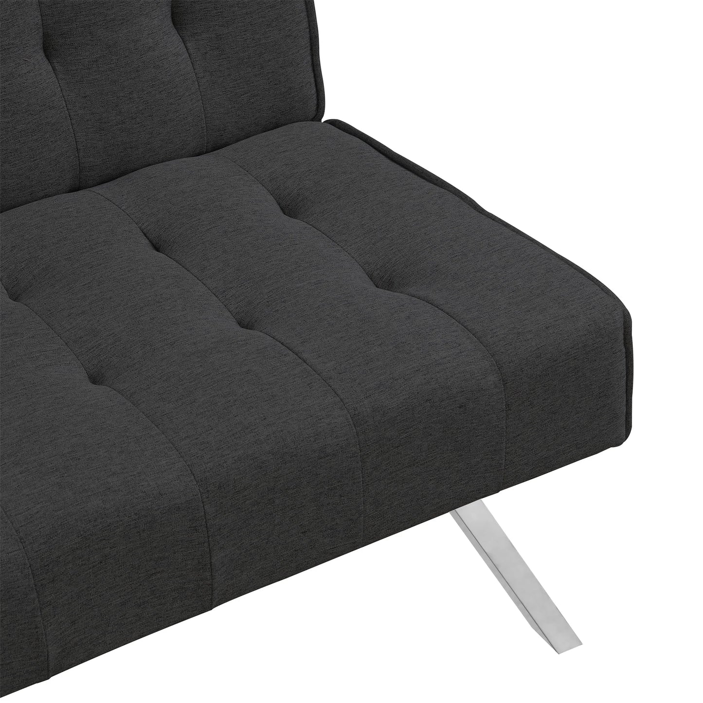 Aukfa Linen Futon Convertible Sofa for Home Office, Split Back, Space Save, Black