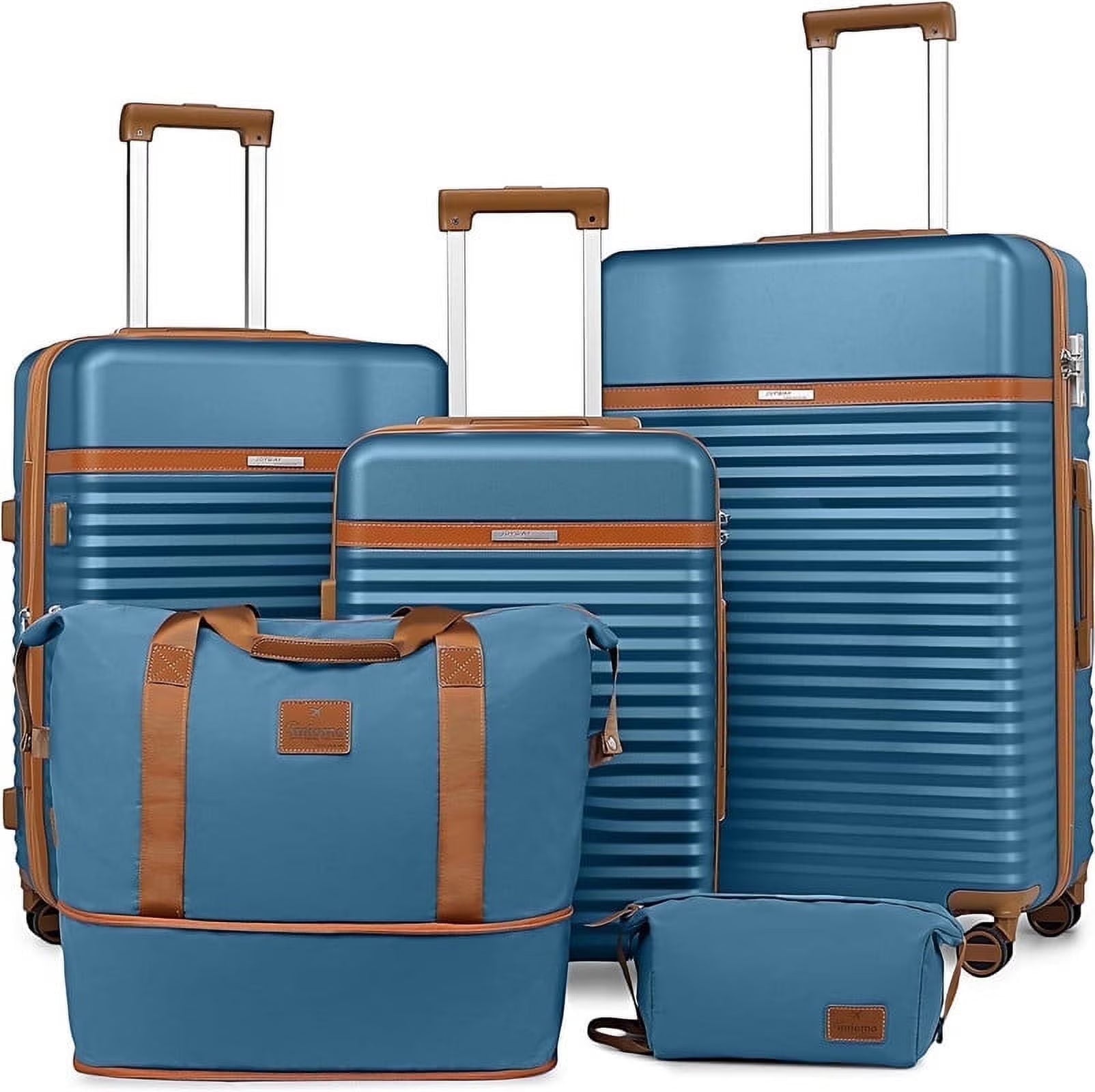Joyway - 5-Piece Luggage Sets ABS Hardside Spinner Luggage -(Expandable Suitcase20"24")28-in Checked Luggage-Black