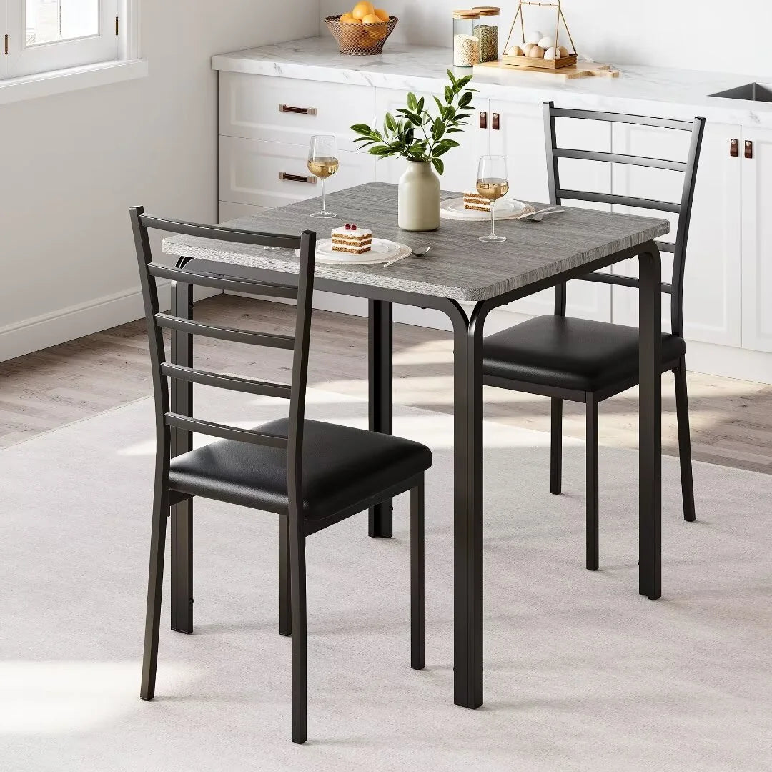 Dining Table for 2, Small Square kitchen Dining Tables Set,Space Saving Wood Accent Furniture for Apartment,Home Office, Gray