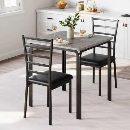 Dining Table for 2, Small Square kitchen Dining Tables Set,Space Saving Wood Accent Furniture for Apartment,Home Office, Gray