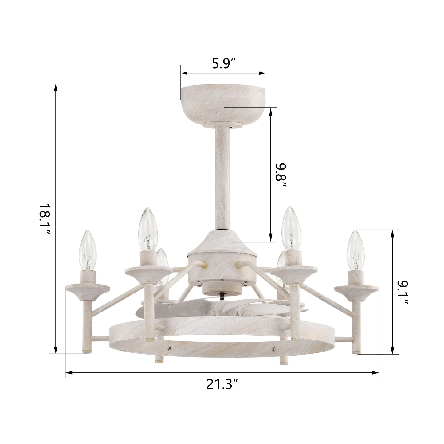 Maxax Candlestick Ceiling Fan with Light, 21" White Vintage Ceiling Fan with Remote Control, 6 Speeds Reversible Timing Ceiling Fan for Bedroom, Living Room
