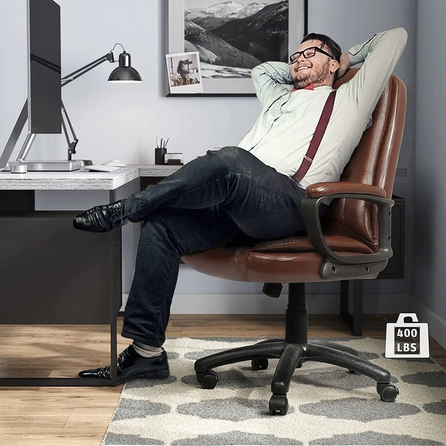 Waleaf Home Office Chair, 400LBS 8Hours Heavy Duty Design, Ergonomic High Back Cushion Lumbar Back Support, Computer Desk Chair, Big and Tall Chair for Work