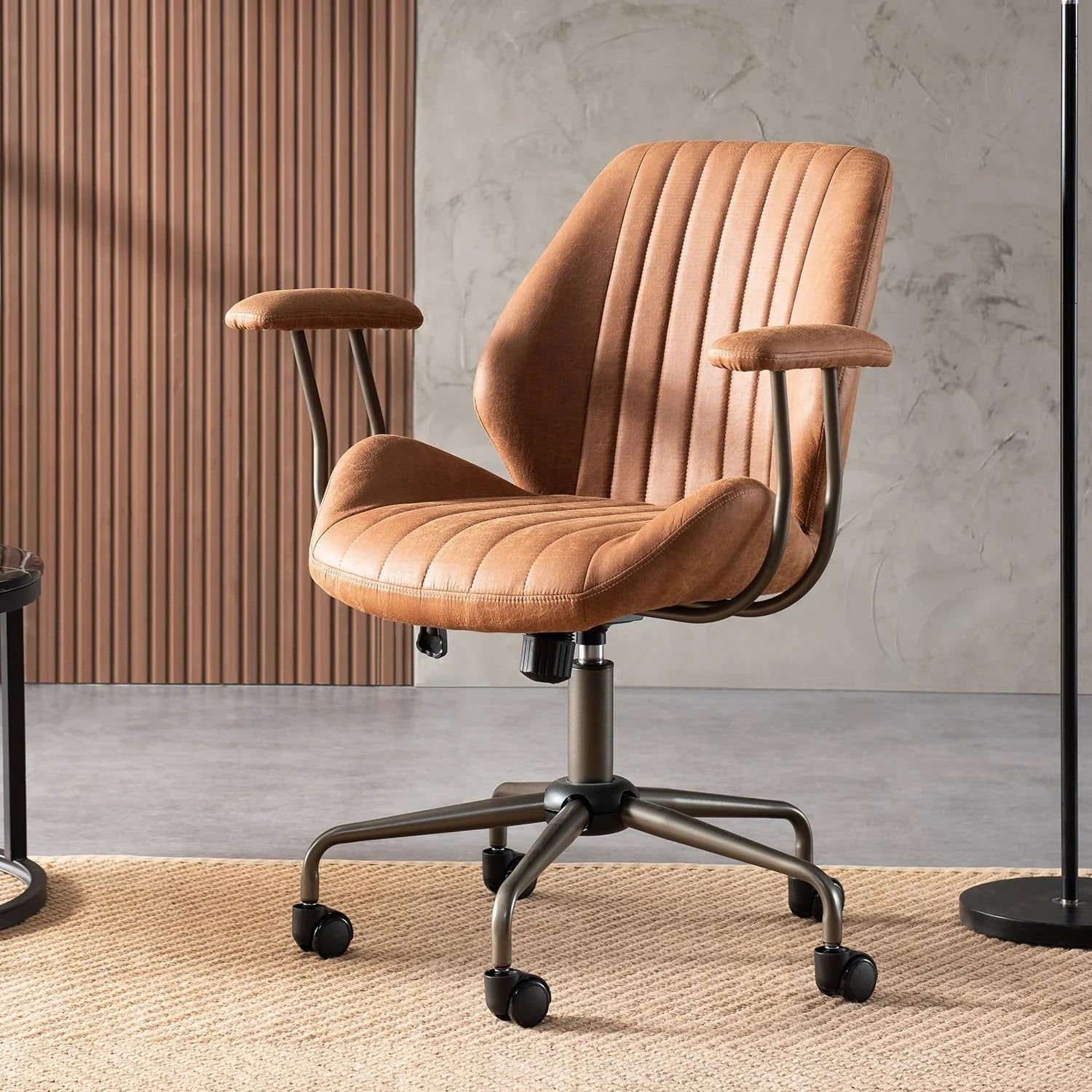 Ovios Ergonomic Office Chair Modern Computer Desk Suede Fabric Desk Chair with Lumbar Support for Home Office