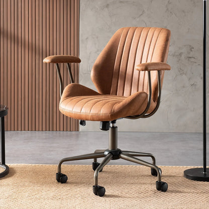 Ovios Ergonomic Office Chair Modern Computer Desk Suede Fabric Desk Chair with Lumbar Support for Home Office