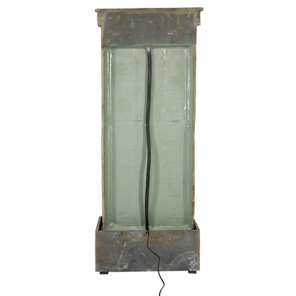 Sunnydaze 48"H Electric Natural Slate with Copper Accents Rippled Column Outdoor Water Fountain with LED Spotlight