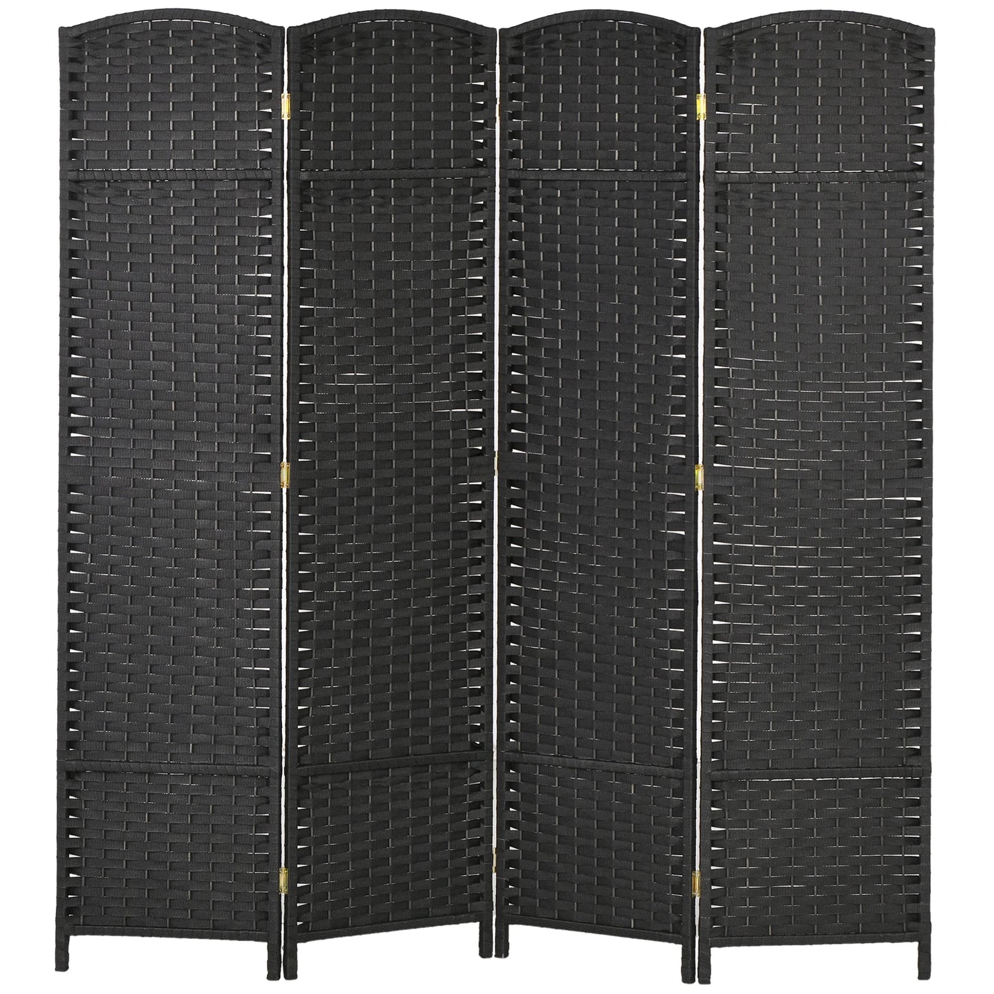 Privacy Screen HOMCOM Room Divider, 4 Panel Folding Privacy Screen, 5.6' Tall Freestanding Partition for Home Office, Bedroom, Black,Outdoor Privacy Screen