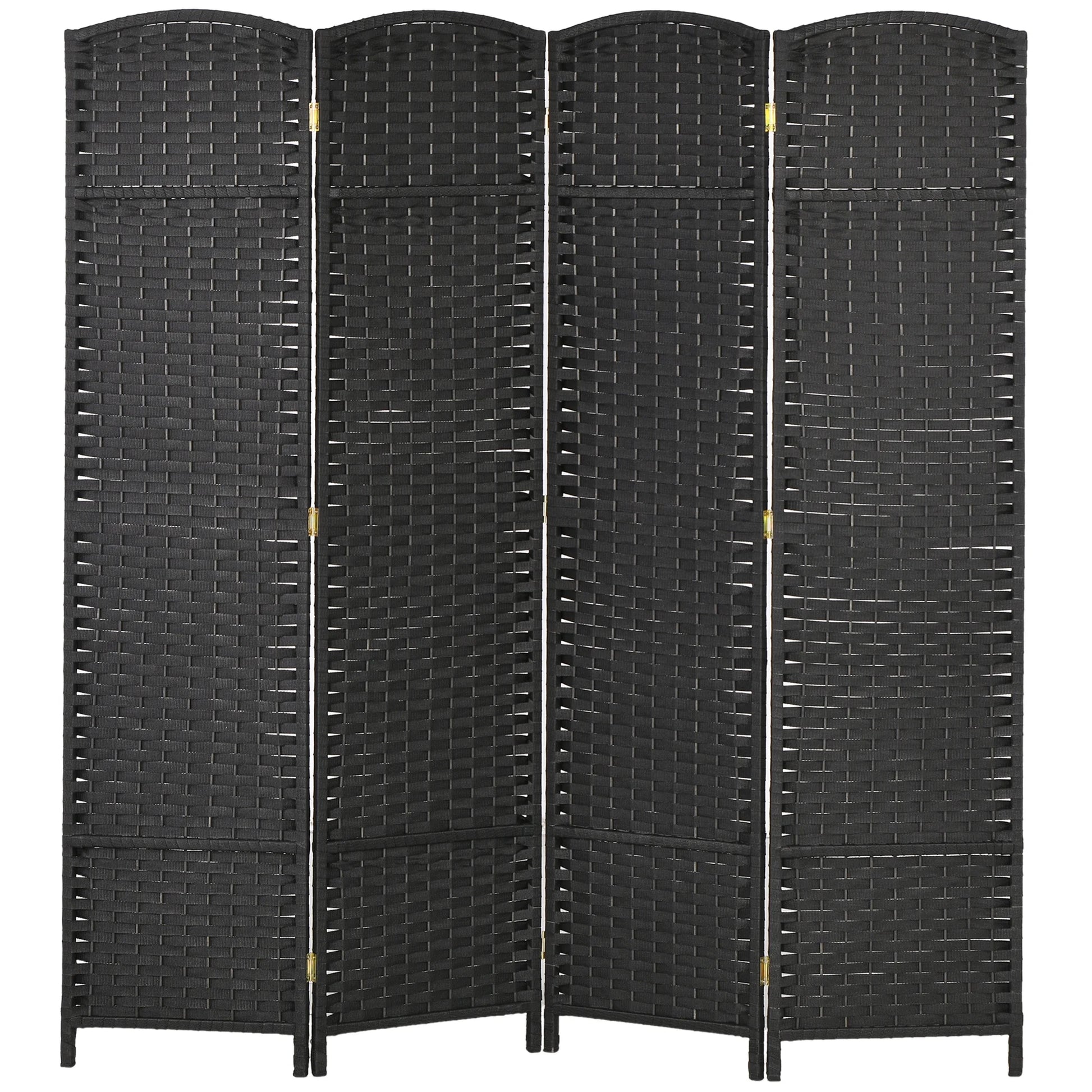 Privacy Screen HOMCOM Room Divider, 4 Panel Folding Privacy Screen, 5.6' Tall Freestanding Partition for Home Office, Bedroom, Black,Outdoor Privacy Screen