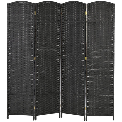 Privacy Screen HOMCOM Room Divider, 4 Panel Folding Privacy Screen, 5.6' Tall Freestanding Partition for Home Office, Bedroom, Black,Outdoor Privacy Screen