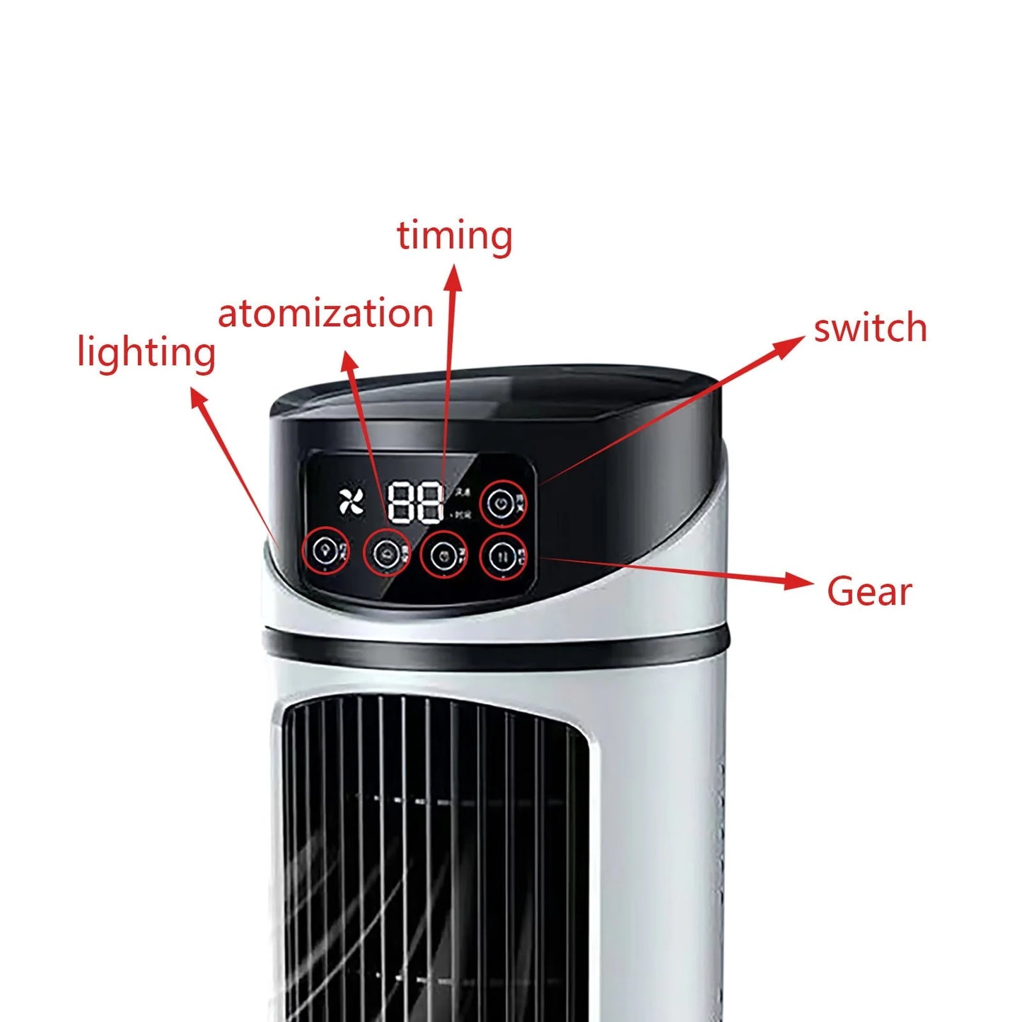 Lingouzi Portable Mini Air Conditioner, Home Office Air Cooler Humidifying Spray, Usb Ultra-Quiet Rechargeable Water-Cooled Air Conditioner, Multi-Function Timer & Rgb Color Night Light