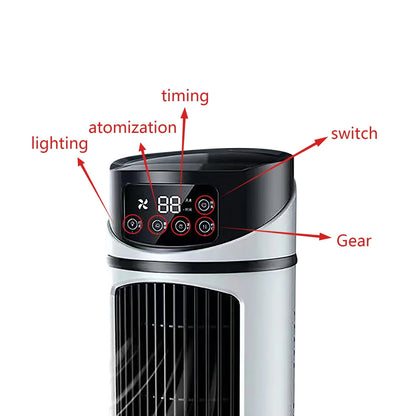 Lingouzi Portable Mini Air Conditioner, Home Office Air Cooler Humidifying Spray, Usb Ultra-Quiet Rechargeable Water-Cooled Air Conditioner, Multi-Function Timer & Rgb Color Night Light