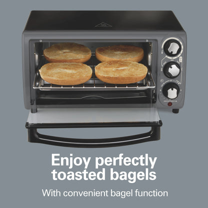 Hamilton Beach Toaster Oven, Black with Gray Accents, 31148