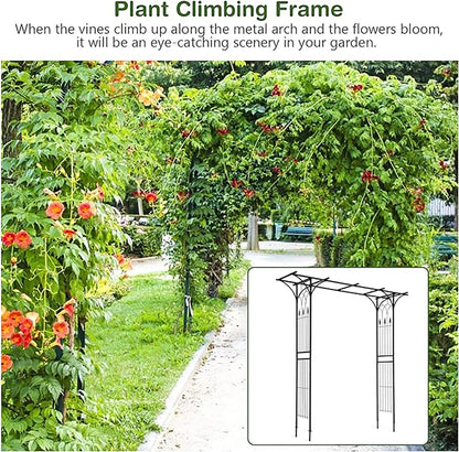 Gymax Outdoor Garden Arch Flowers Climbing Plants Trellis Metal Wedding Archway