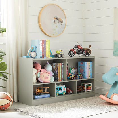 Toy Organizers and Storage, 5-Section Kids Bookshelf for Organizing Books Toys, School Classroom Wooden Storage Cabinet for Children's Room, Playroom, Nursery