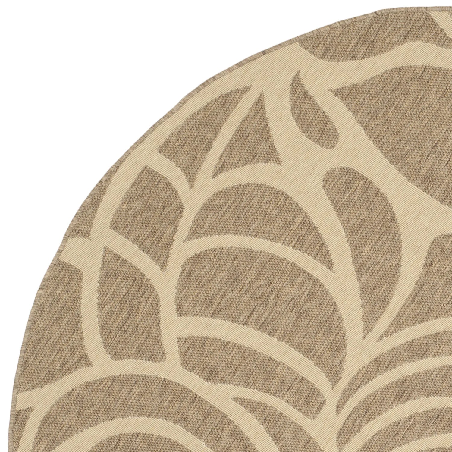 SAFAVIEH Courtyard Chester Floral Indoor/Outdoor Area Rug, 6'7" x 6'7" Round, Coffee/Sand