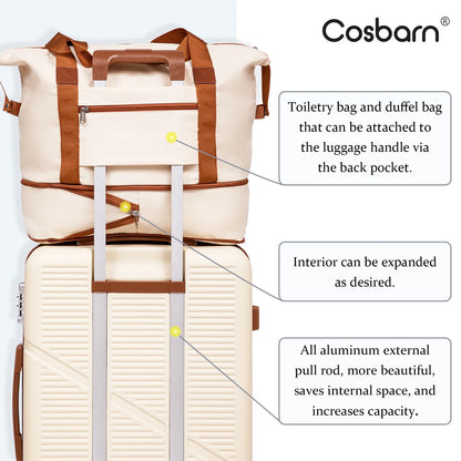 Cosbarn 5 Piece Luggage Sets ABS Hardshell Lightweight Suitcases Sets with TSA Lock Durable Spinner Wheels