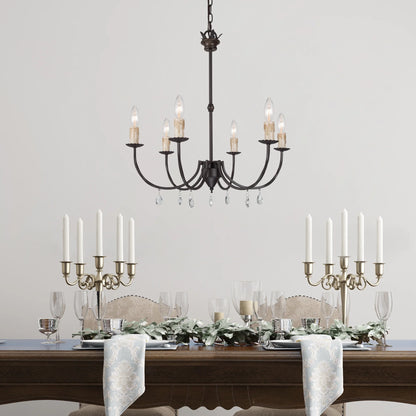 LNC 6-Light Crystal Oil-Rubbed Bronze Candle Chandelier