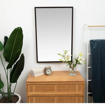 Hamilton Hills Clean Large Modern Wenge 32" Wood Round Frame Wall Mirror | 1
