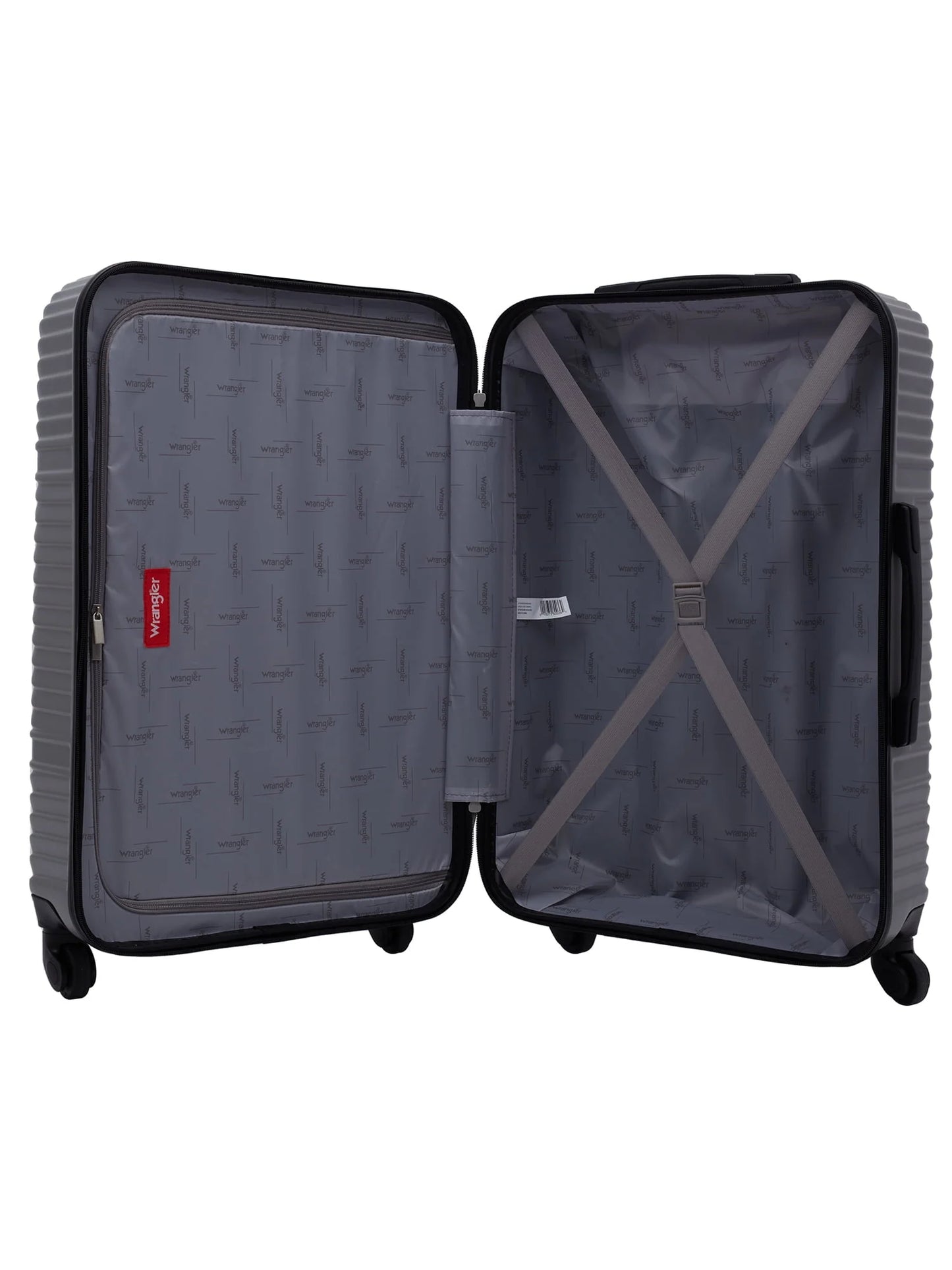 Wrangler 4 pc. ABS Spinner Luggage Set with 20" & 25" Suitcases and Packing Cubes, Sharkskin