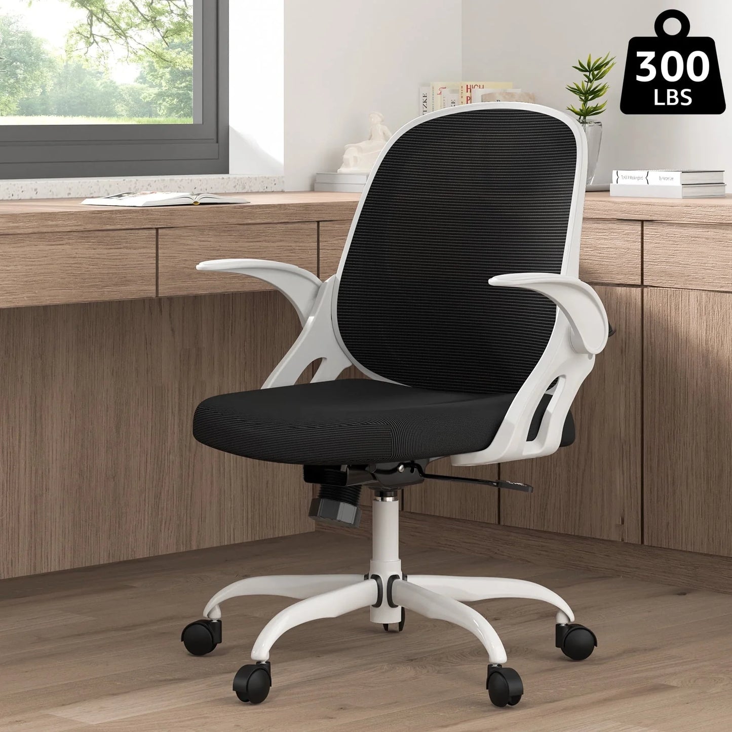 Home Office Chair Work Desk Chair Comfort Ergonomic Swivel Computer Chair, Breathable Mesh Desk Chair, Lumbar Support Task Chair,Adjustable Height,White