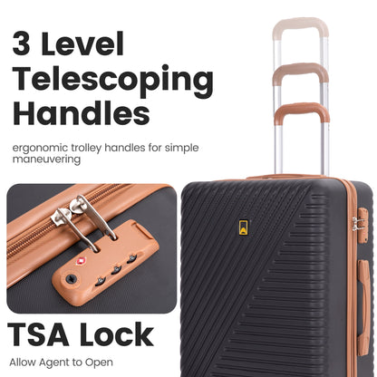 Landisun Luggage Sets 6 Piece Hardshell ABS Suitcase Set with TSA Lock, Travel Luggage with Portable Bag, Black