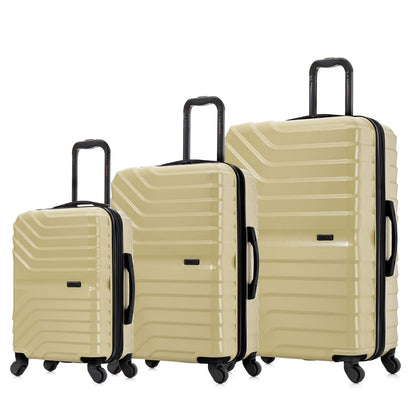 InUSA AURUM 3-Piece Hardside Luggage Sets with Spinner Wheels, Handle and Trolley, (20"/24"/28"), Black