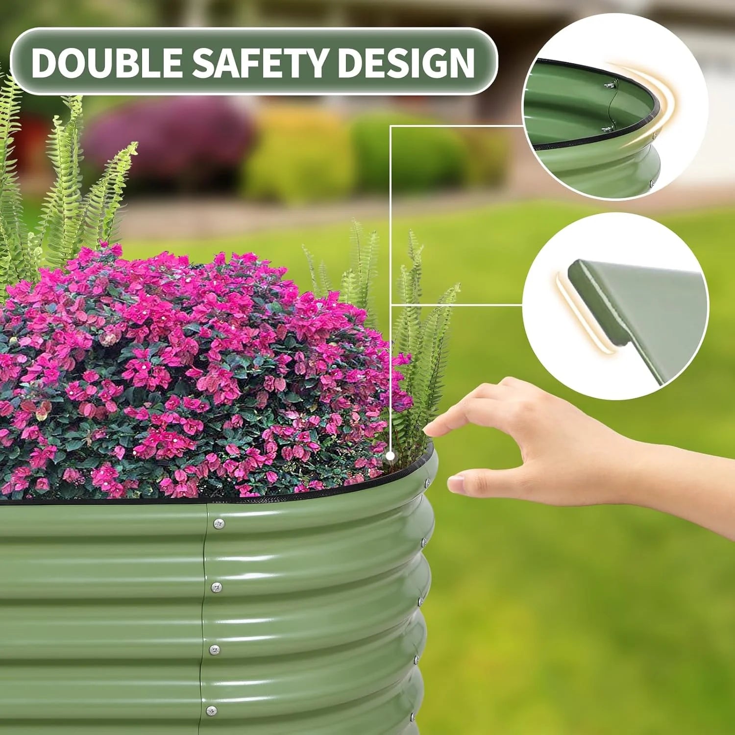 Galvanized Raised Garden Bed- Planter Garden Boxes Outdoor, Raised Beds for Gardening, 8x2x1ft Metal Garden Bed Kit for Vegetables Flower, Planter Raised Beds with Protective Tape & Tools.White