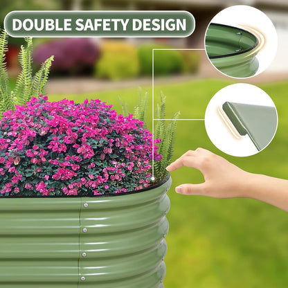 Galvanized Raised Garden Bed- Planter Garden Boxes Outdoor, Raised Beds for Gardening, 8x2x1ft Metal Garden Bed Kit for Vegetables Flower, Planter Raised Beds with Protective Tape & Tools.White