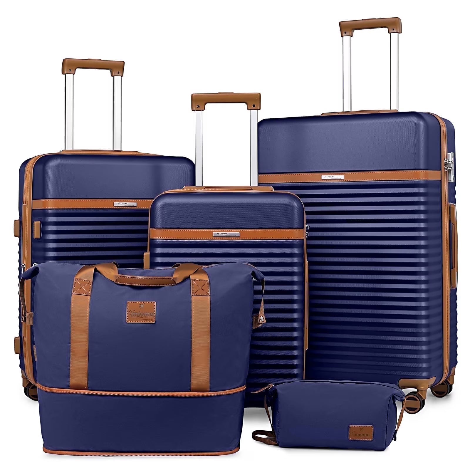 Joyway - 5-Piece Luggage Sets ABS Hardside Spinner Luggage -(Expandable Suitcase20"24")28-in Checked Luggage-Black