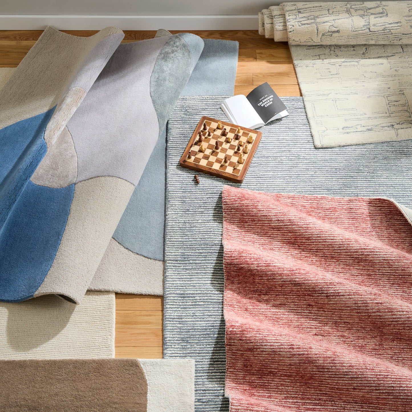 TOWN & COUNTRY LUXE Rita Ribbed Textured Hand Tufted 100% Wool Area Rug, Grey/Blue/Ivory, 5'x7'