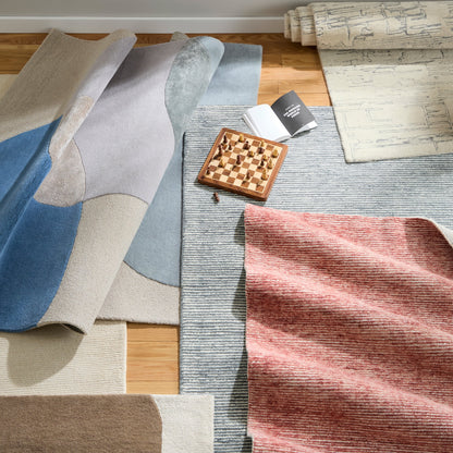 TOWN & COUNTRY LUXE Rita Ribbed Textured Hand Tufted 100% Wool Area Rug, Grey/Blue/Ivory, 5'x7'