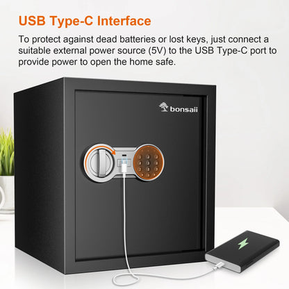 Bonsaii 1.2 Cubic Feet Safe Box Electronic Security Document Safe with Digital Keypad Lock for Home Office Hotel