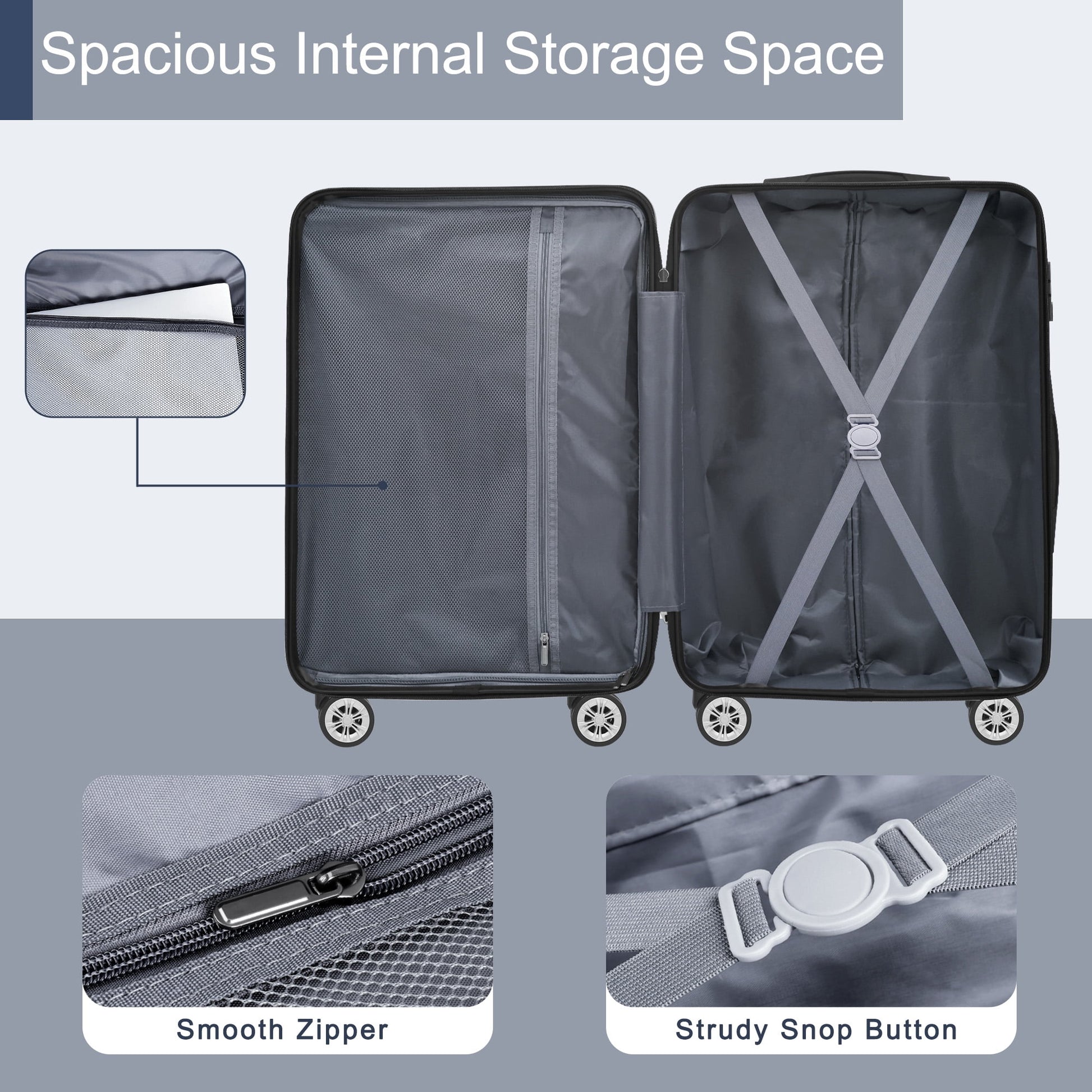 Sunbee 3 Piece Luggage Sets Hard Shell Suitcase Set with TSA Lock Durable Spinner Wheels