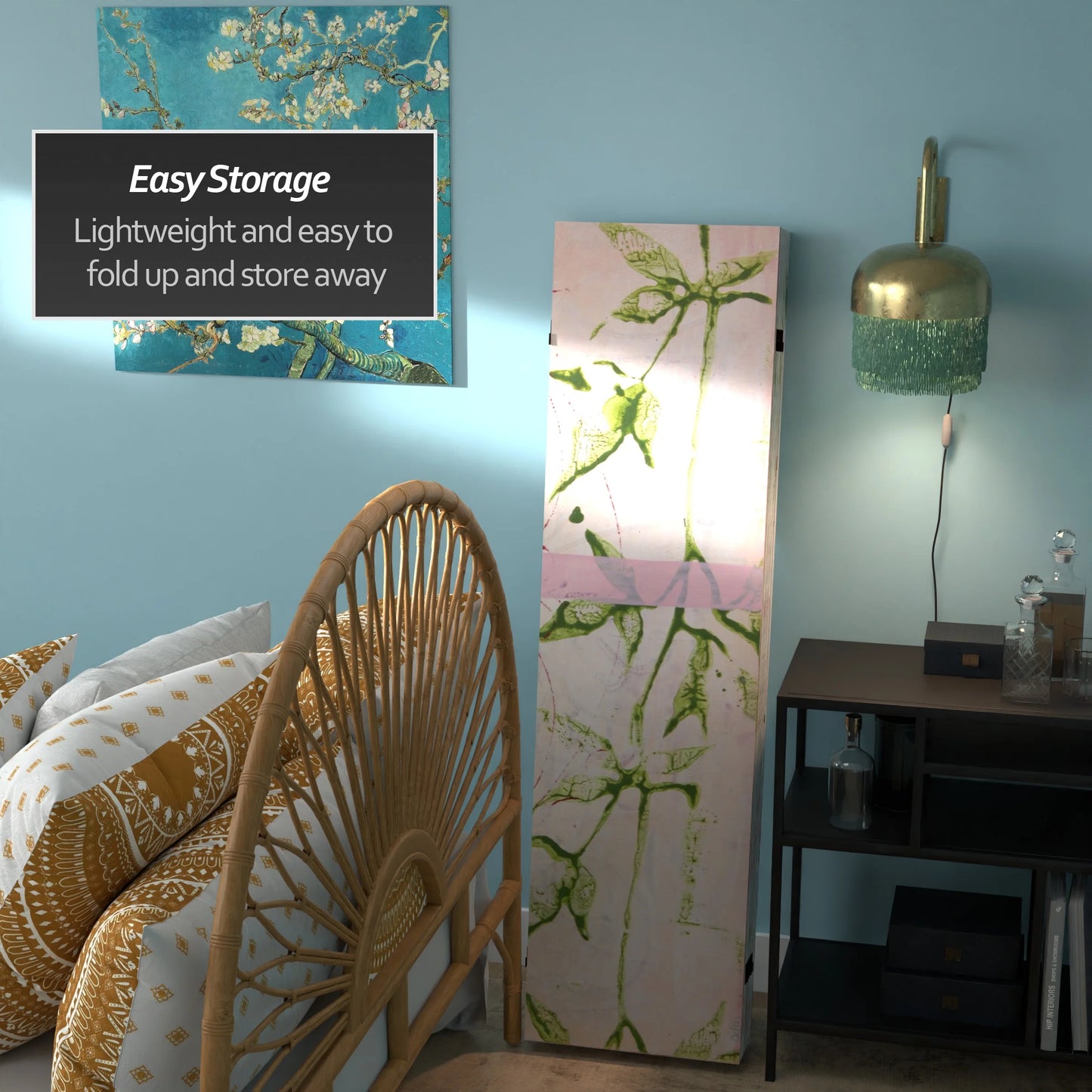 Oriental Furniture 5 1/4 ft. Pink Harmony Canvas Room Divider - 6 Panel