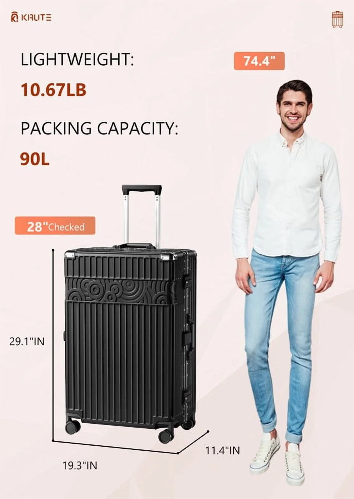 Luggage Sets Aluminum Frame PC ABS Hardshell with TSA Lock Spinner Wheels Zipperless 2 Piece 20 28 Inch Black