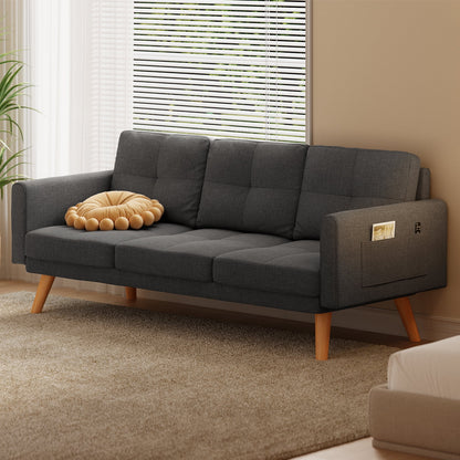 Bedroom Furniture Set - Includes Queen Bed Frame, 4-Drawer Dresser Set of 2 & 3 Seat Futon Sofa - Modern Storage Solution for Stylish Home Decor