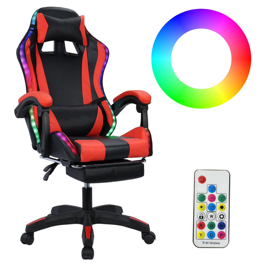 WETS Gaming Chair with Bluetooth Speakers Office Chair with Footrest and LED Lights Ergonomic Gaming Chairs High Back with Headrest Adjustable Swivel for Home Office,397lb